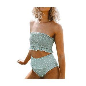 Bandeau Halter 2 Piece Bikini  Swimsuit Strapless